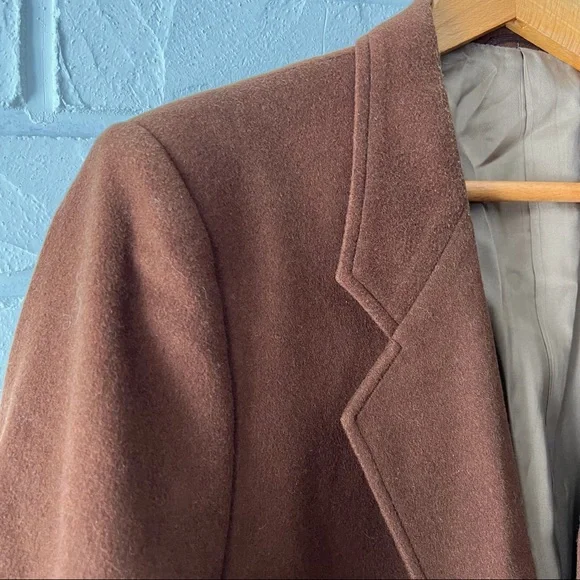 Vintage wool silk oversize warm brown blazer jacket coat - Picture 7 of 13